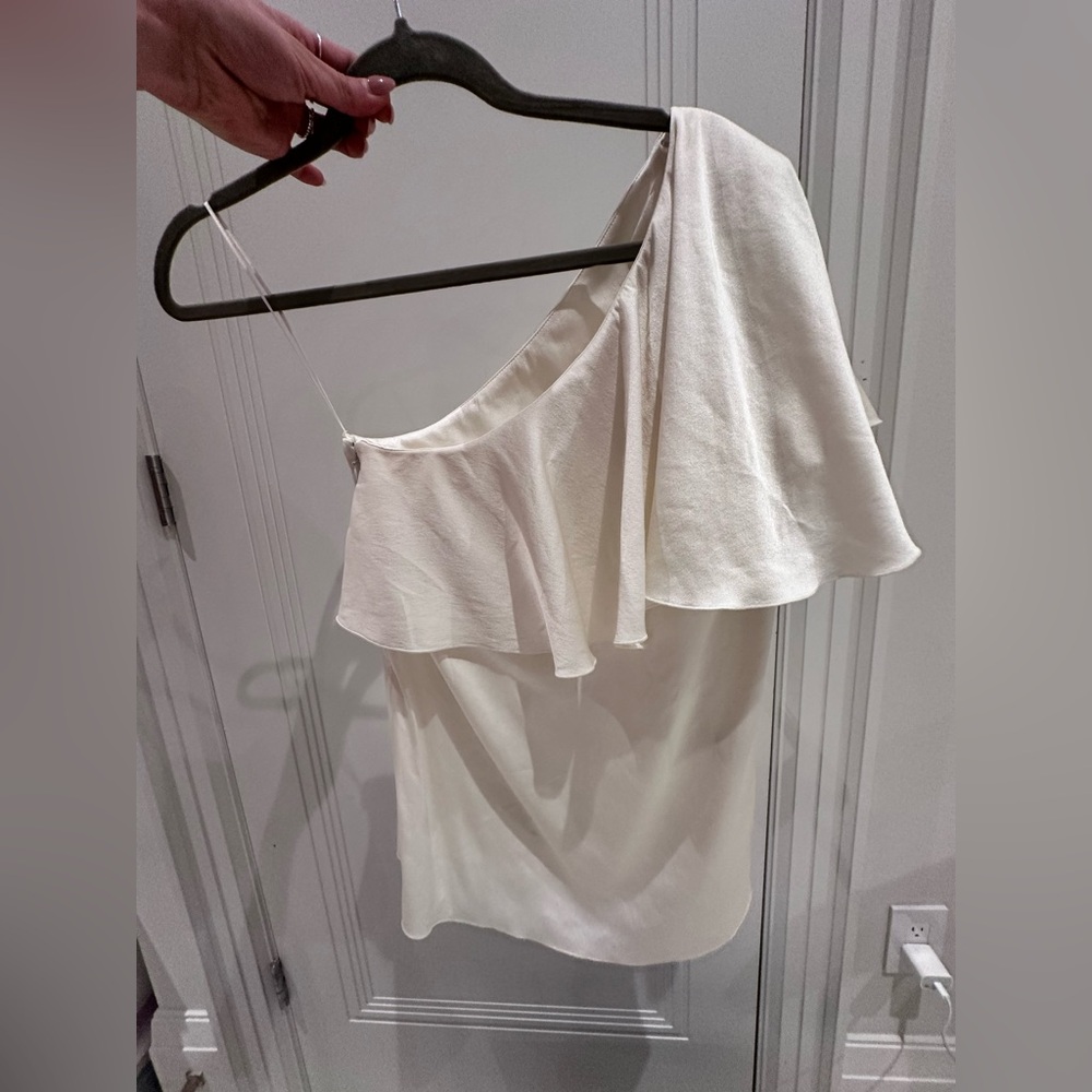 Lanvin One-Shoulder Cream Blouse